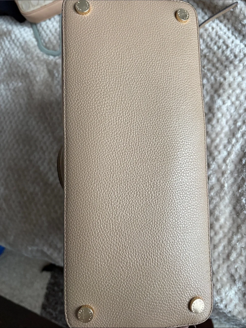 Michael Kors Taupe Pebbled Leather Satchel with Gold Logo